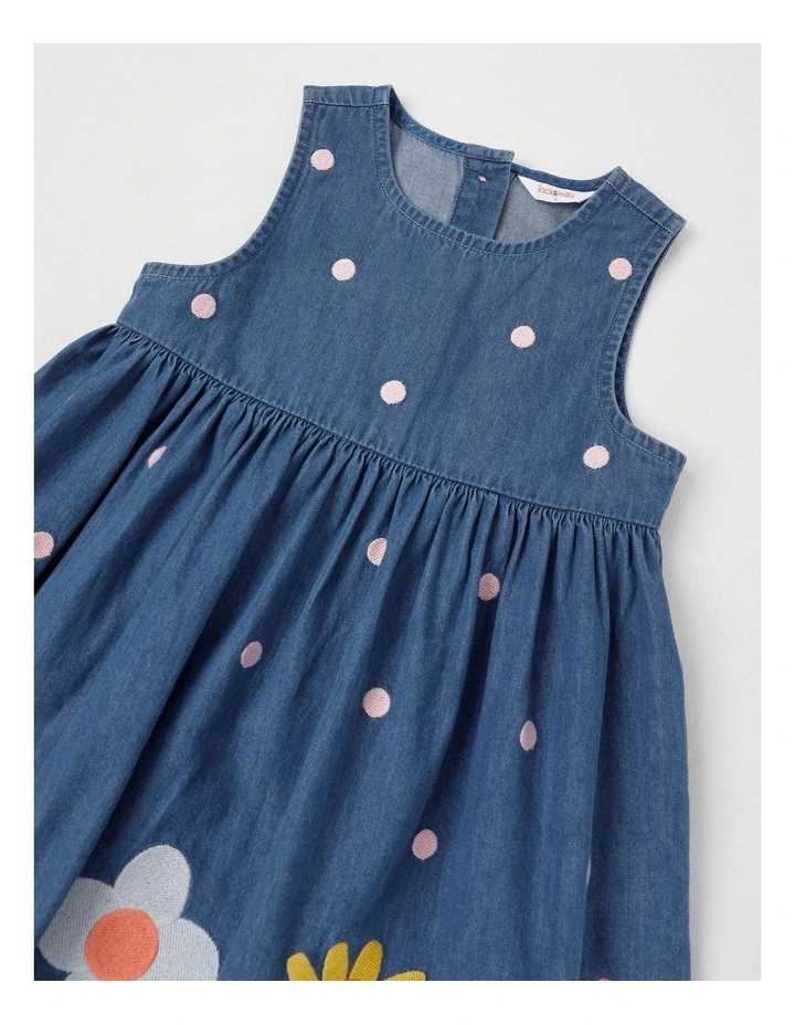 Noni Chambray Dress with Ric Rac Trim in Denim image 2