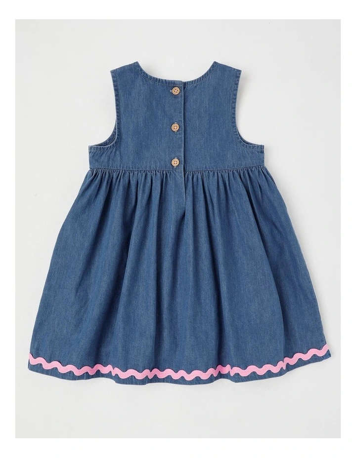 Noni Chambray Dress with Ric Rac Trim in Denim image 3
