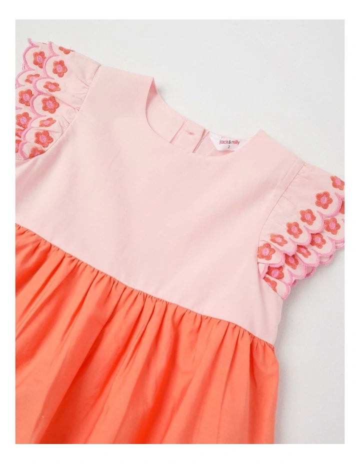 Lily Tiered Dress with Embroidered Daises in Pink image 2