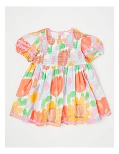 Amelia Paper Touch Dress with Watercolour Floral Print