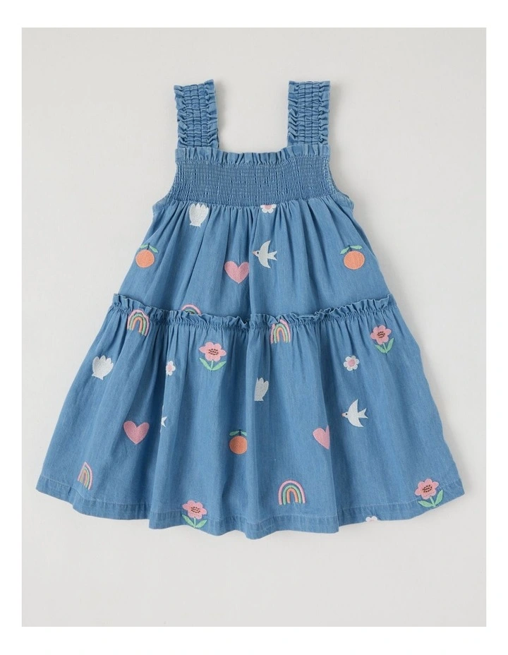 Gracie Chambray Dress in Blue image 3