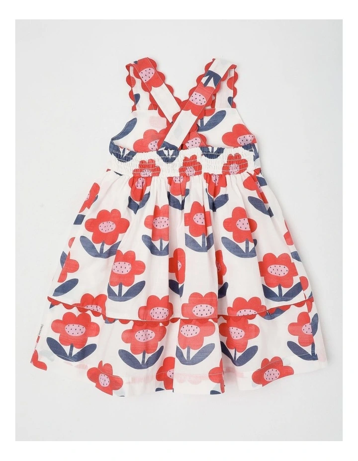 Stella Gathered Skirt Dress in White image 3