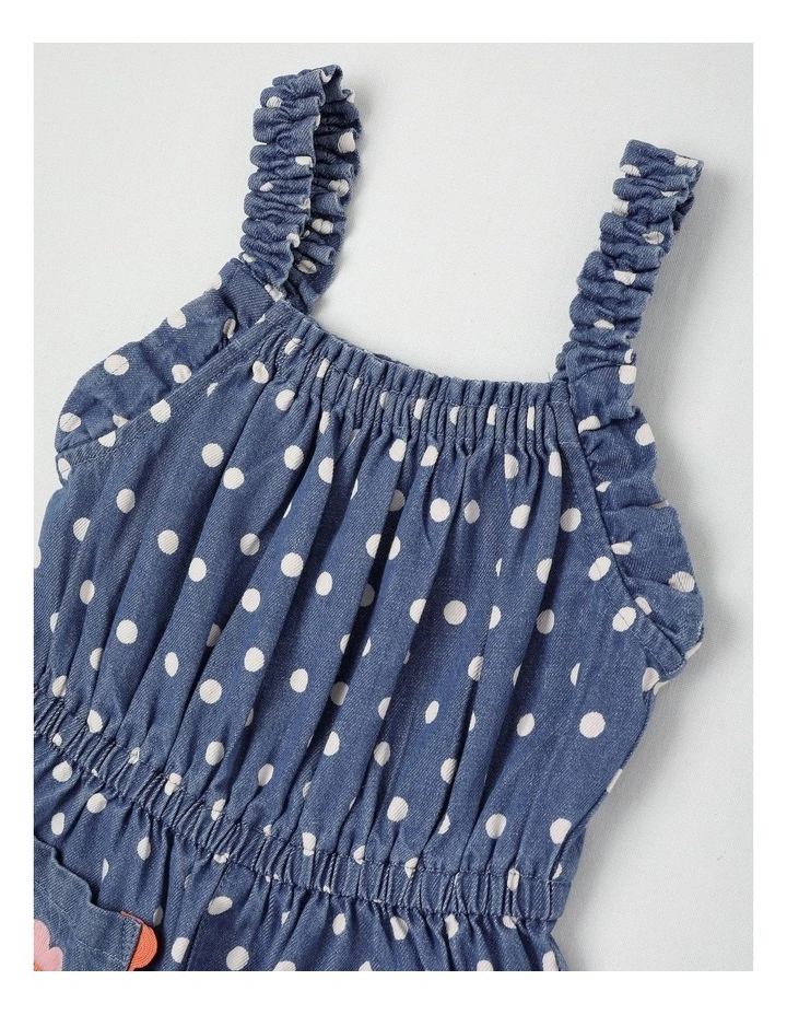 Sally Chambray Playsuit in Discharge Denim Spot image 2
