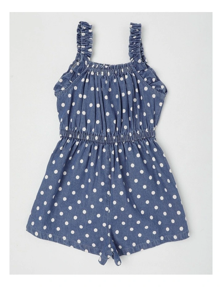 Sally Chambray Playsuit in Discharge Denim Spot image 3