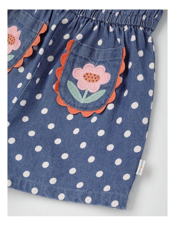 Sally Chambray Playsuit in Discharge Denim Spot image 4