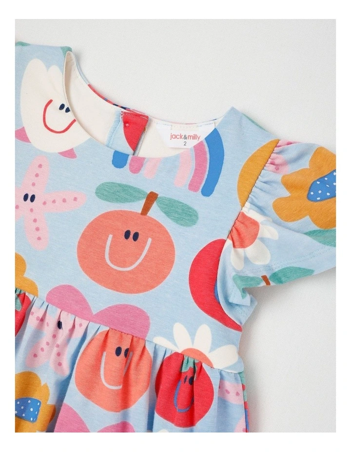 Marnie Kinder Dress in Holidays Print in Blue image 2