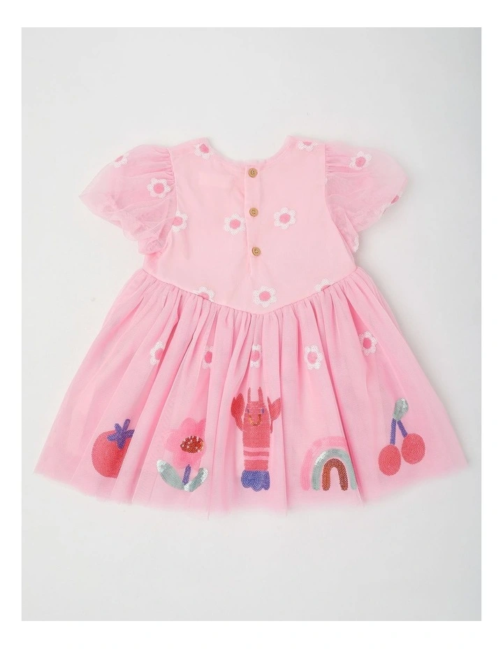 Elsa Puff Sleeve Tulle Dress in Pink image 3