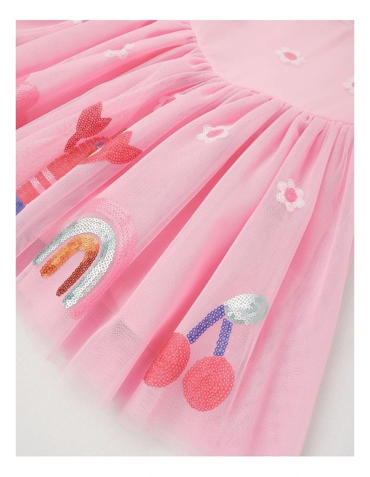 Elsa Puff Sleeve Tulle Dress in Pink image 4