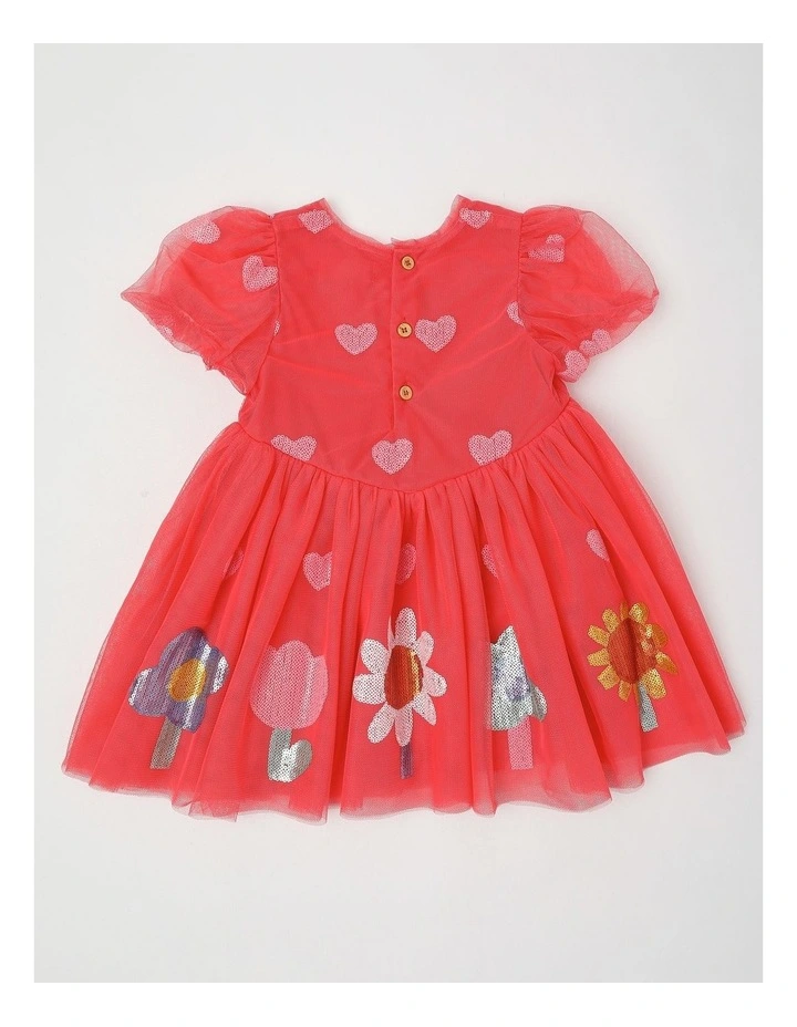 Elsa Puff Sleeve Tulle Dress in Red image 3
