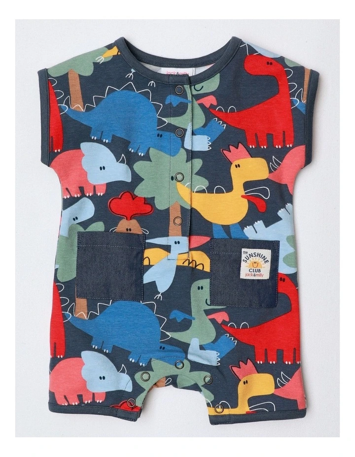 Noah Knit Short Sleeve Romper In Navy image 1