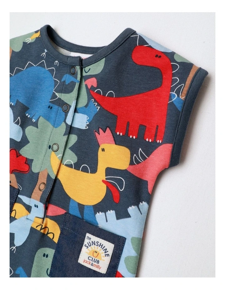 Noah Knit Short Sleeve Romper In Navy image 2