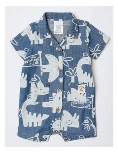 Alfie Discharge Vacay Romper In Denim