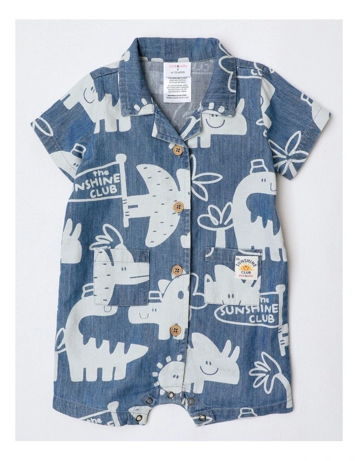 Alfie Discharge Vacay Romper In Denim image 1