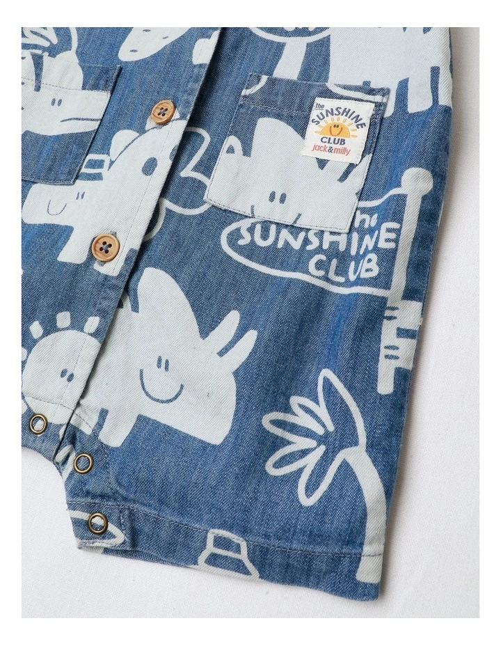 Alfie Discharge Vacay Romper In Denim image 4