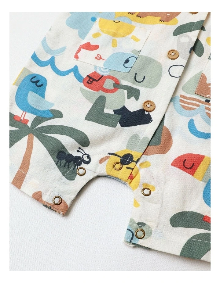 Mal Cotton And Linen Vacay Romper In Multicoloured image 5