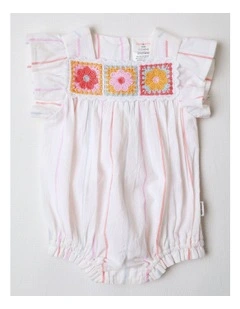 Maisy Crochet Romper with Stripes