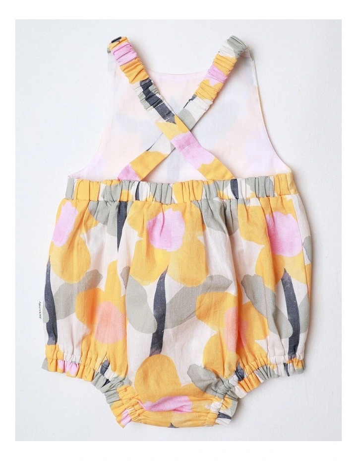 Polly Paper Touch Woven Romper in Yellow image 3