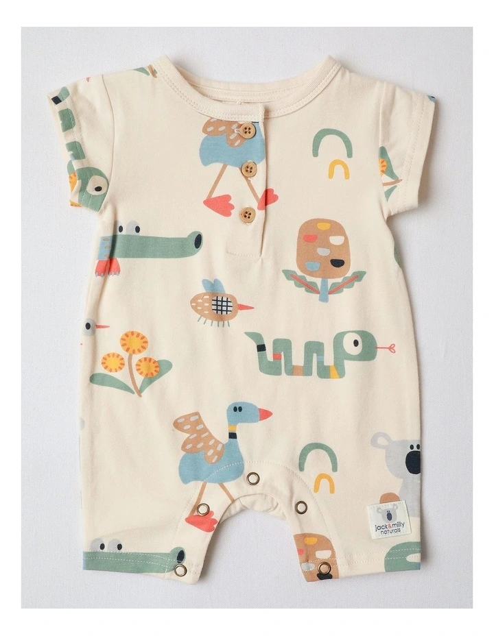 Naturals 2 Pack Rompers with Koala Embroidery in Green image 2