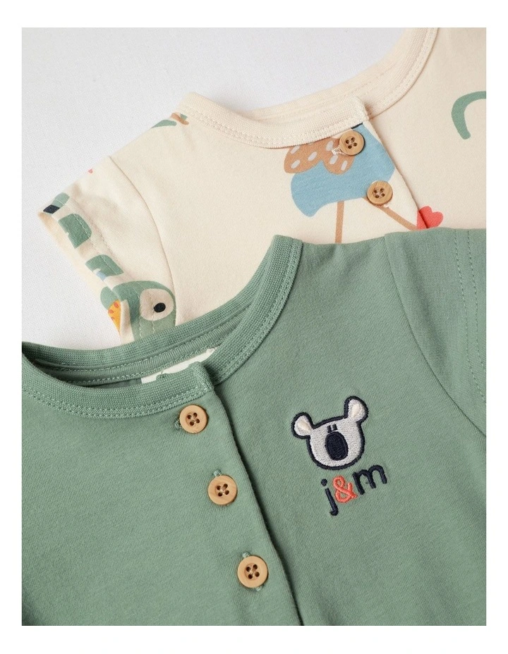 Naturals 2 Pack Rompers with Koala Embroidery in Green image 4