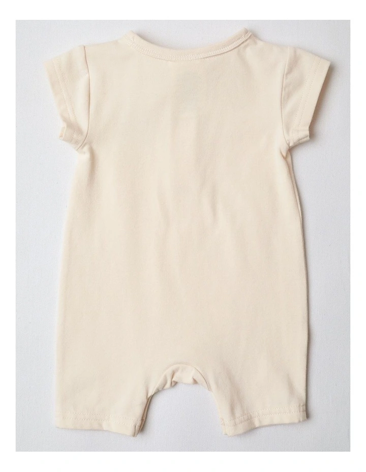 Naturals 2 Pack Rompers wih Echidna Embroidery in Oatmeal image 6