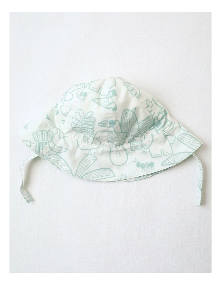 Rocky Woven Romper with Embroidered Pockets and Hat in Oatmeal and Sage image 4