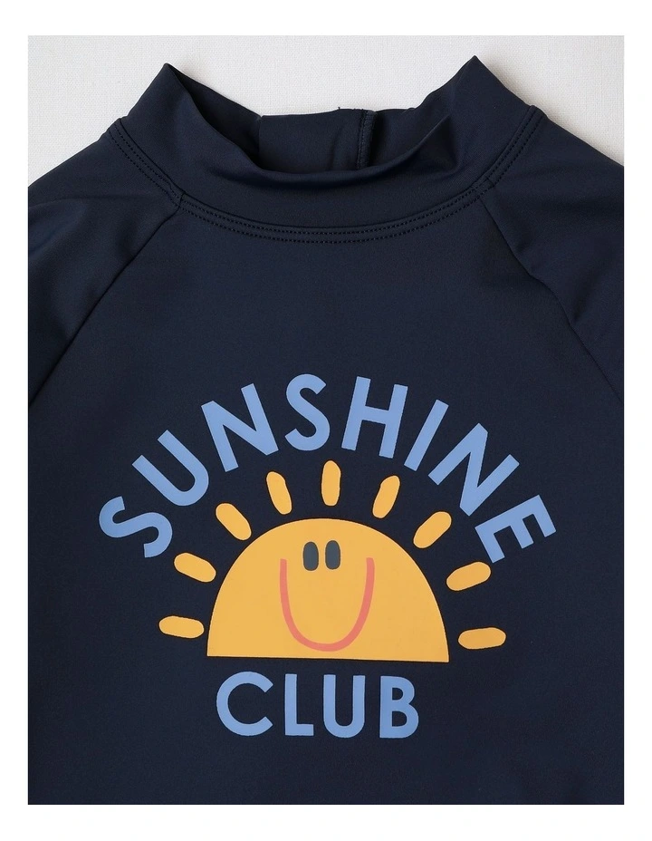 Murray Long Sleeve Rash Vest and Boardshort Set in Navy Sushine image 2