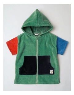 Felix Colourblocked Swim Hooded Poncho in Green