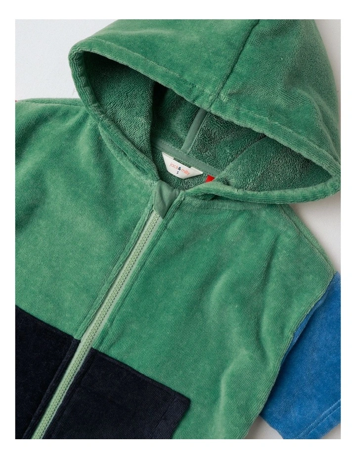 Felix Colourblocked Swim Hooded Poncho in Green image 2