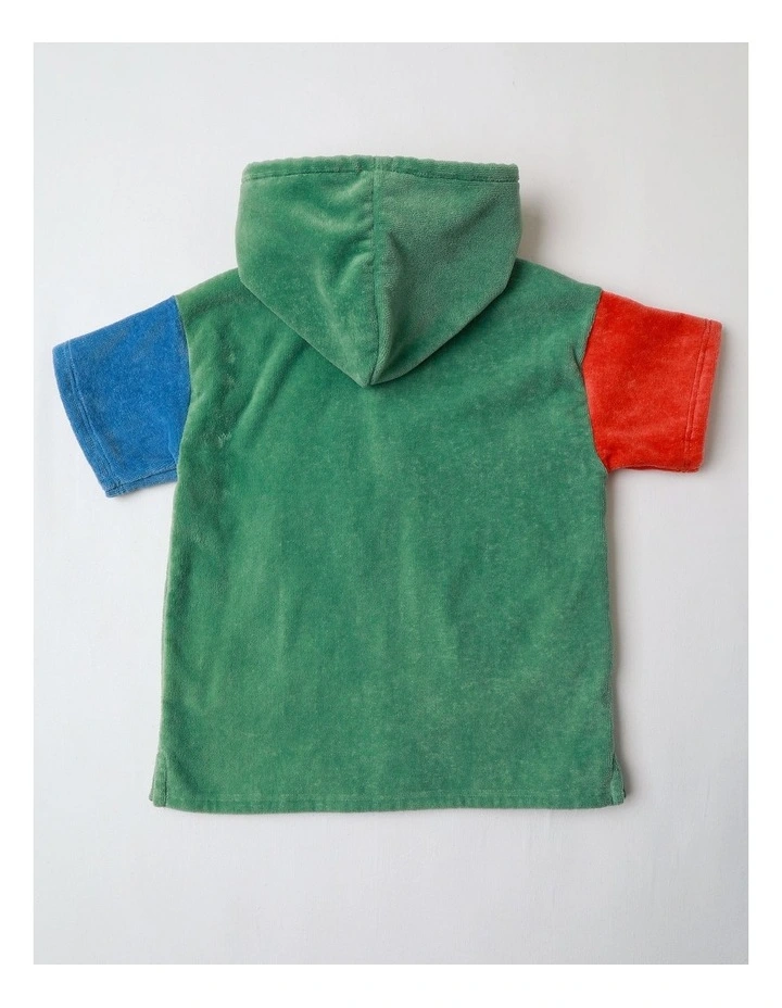 Felix Colourblocked Swim Hooded Poncho in Green image 3