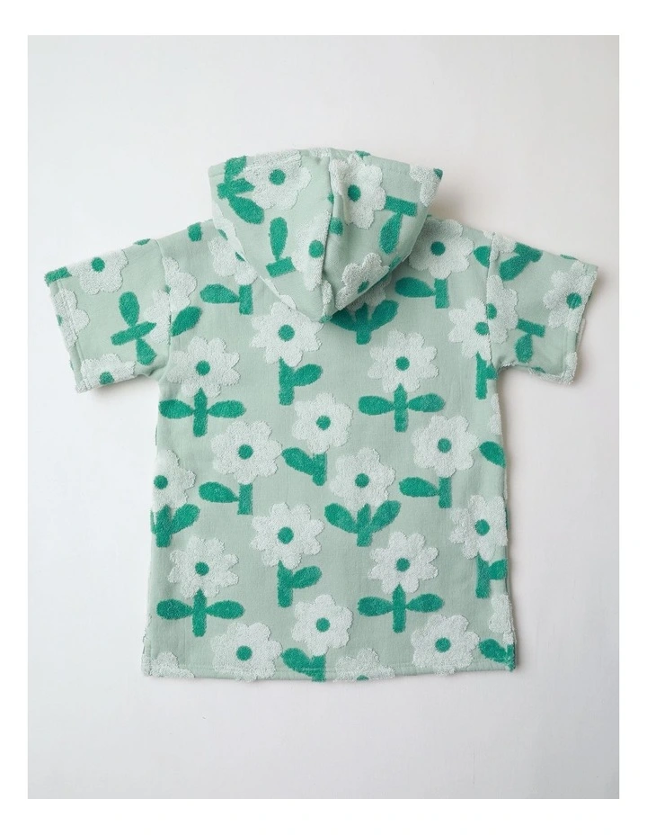 Ginger Swim Hooded Daisy Jacquard Poncho in Sage image 3