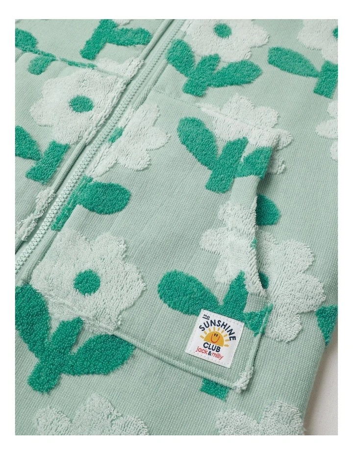Ginger Swim Hooded Daisy Jacquard Poncho in Sage image 4