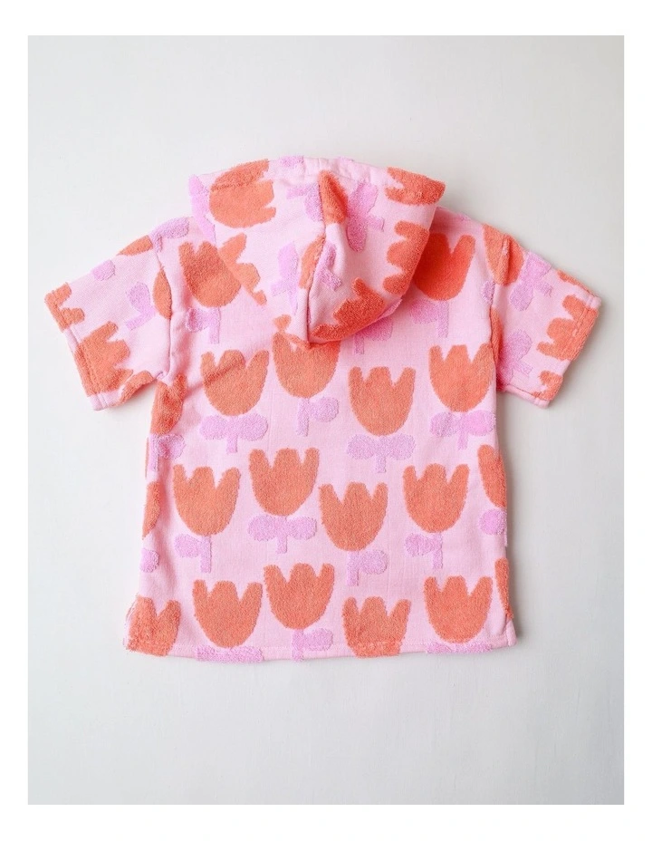 Ginger Swim Hooded Tulip Jacquard Poncho in Pink image 3