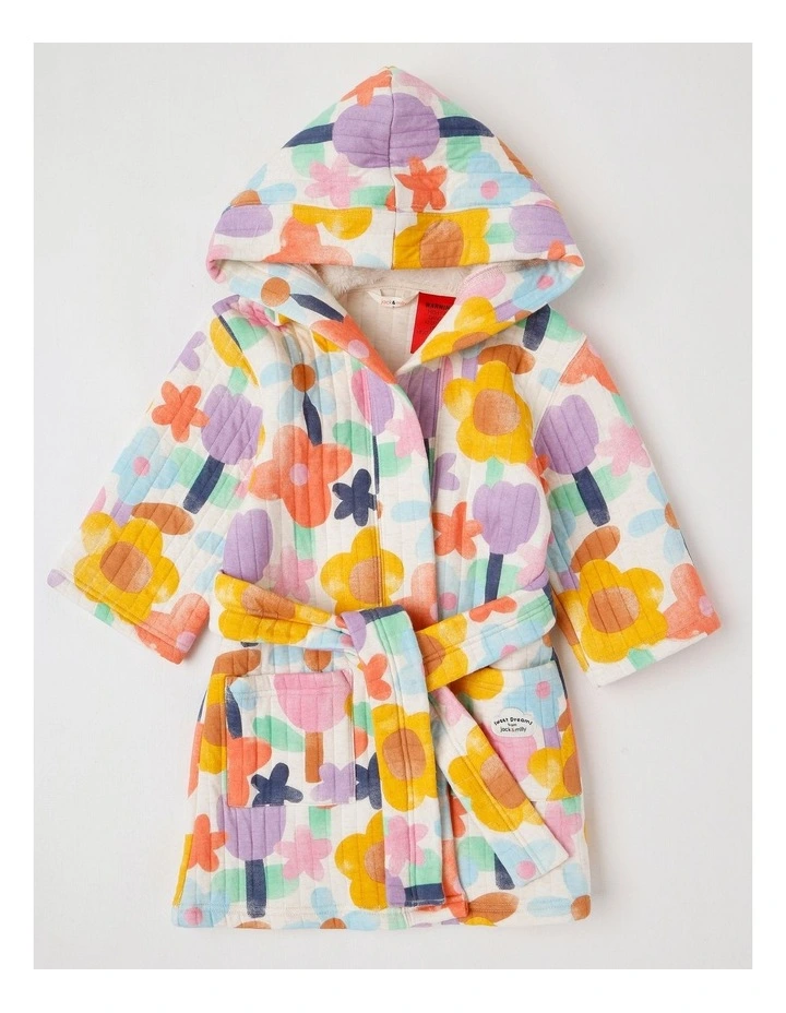 Teddy Quilted Gown in Watercolour in Floral Print image 1