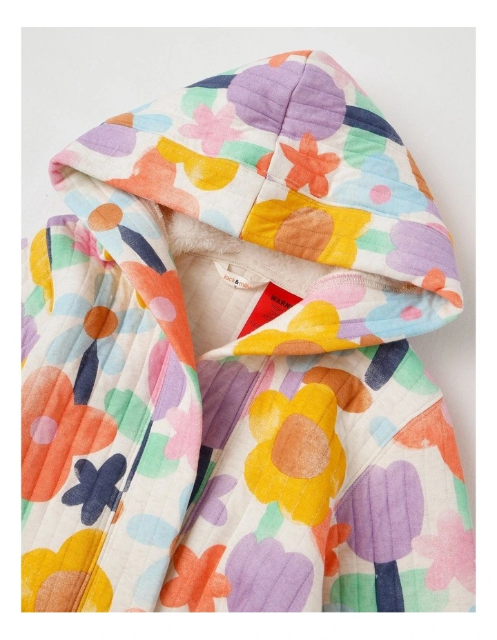 Teddy Quilted Gown in Watercolour in Floral Print image 2