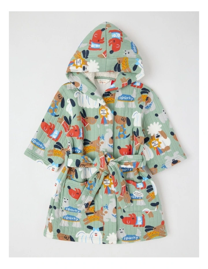 Teddy Quilted Gown with Best In Show Print in Green image 1