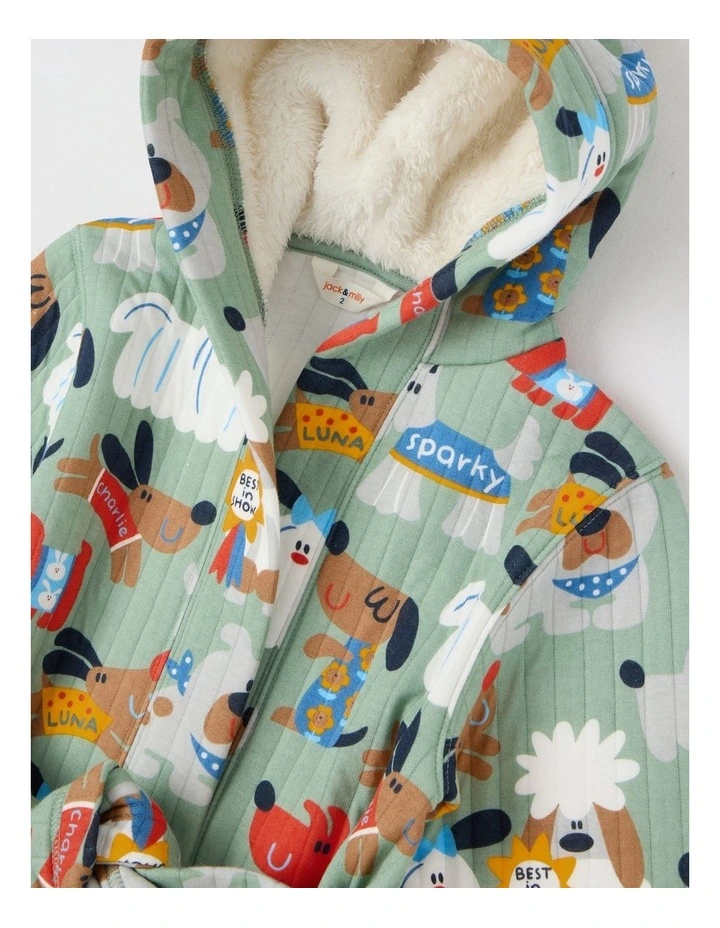 Teddy Quilted Gown with Best In Show Print in Green image 2