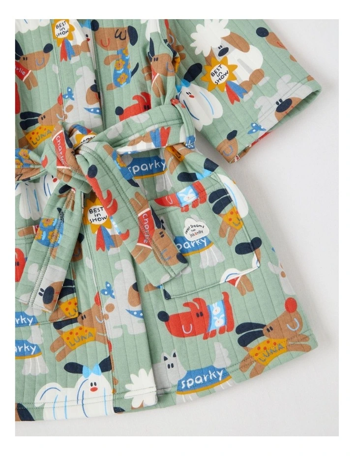 Teddy Quilted Gown with Best In Show Print in Green image 4