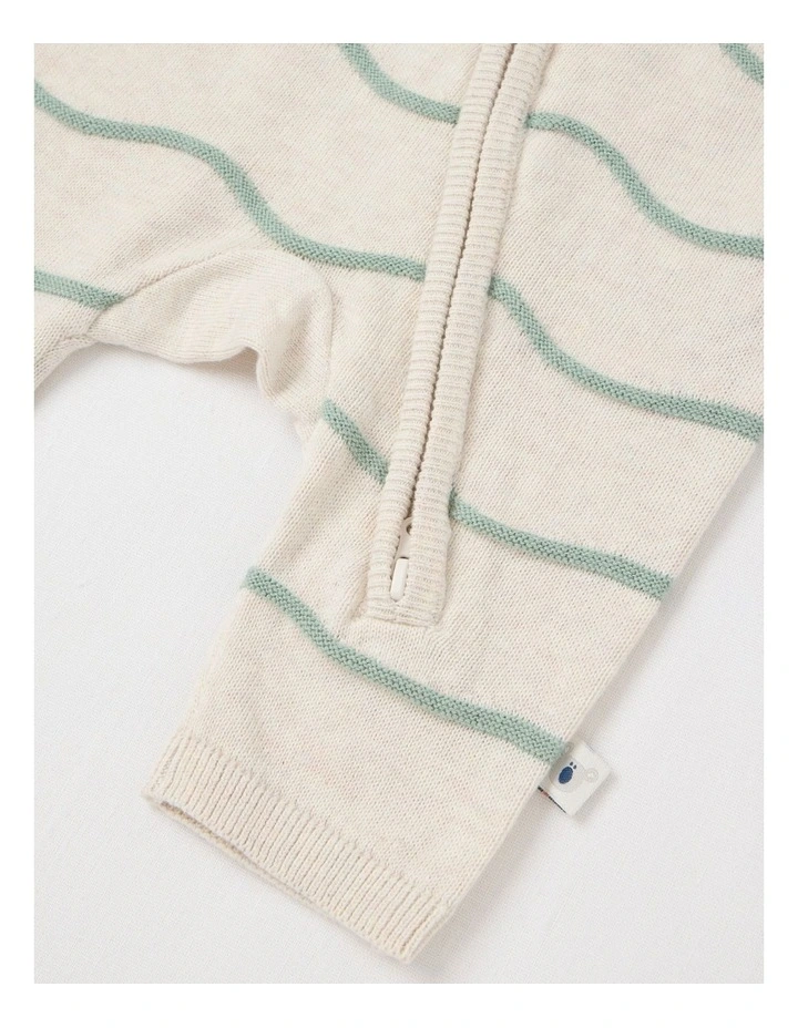 Naturals Newborn Scooter Wavy Knit Coverall in Sage image 3