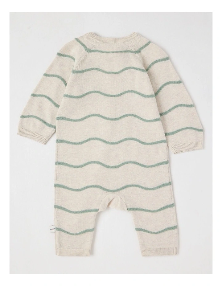Naturals Newborn Scooter Wavy Knit Coverall in Sage image 4