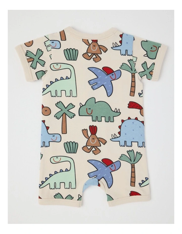 Newborn Noah Zip Front Romper with Chambray Pockets in Oatmeal image 3