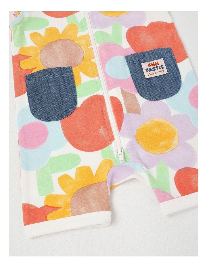 Marlow Romper in Watercolour Floral Print in Oatmeal image 4