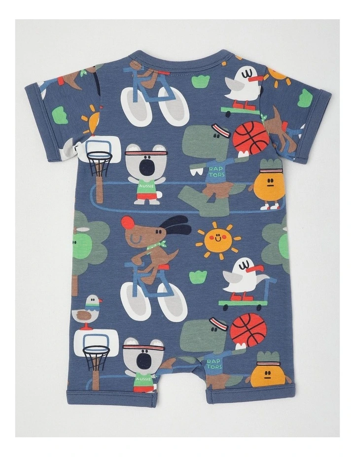 Noah Zip Front Romper with Day At The Park Print in Navy image 3