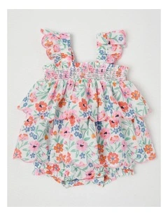 Audrey Frill Romper in Ditzy Print in Assorted Colours