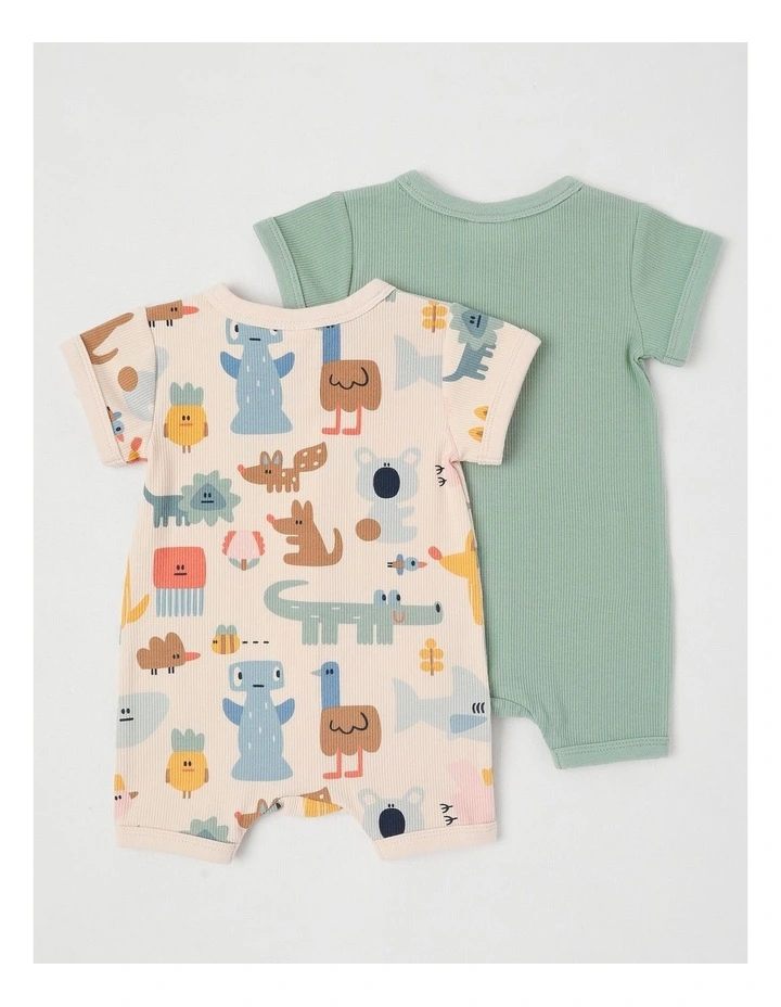 Naturals River 2 Pack Romper Set with Koala Embroidery in Sage image 3