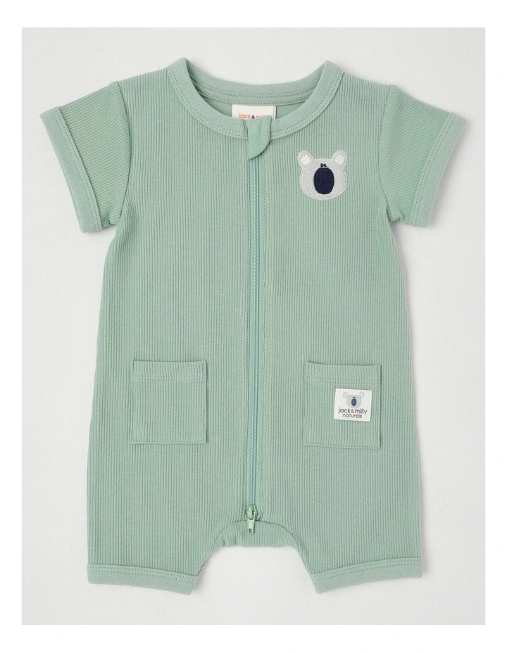 Naturals River 2 Pack Romper Set with Koala Embroidery in Sage image 5