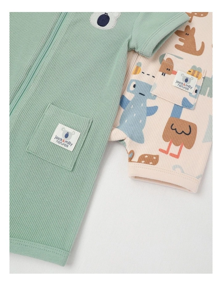 Naturals River 2 Pack Romper Set with Koala Embroidery in Sage image 6