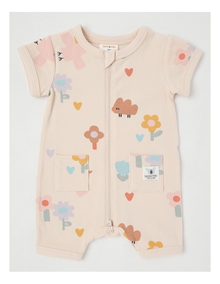 Naturals River 2 Pack Romper Set with Echidna Embroidery in Pink image 5