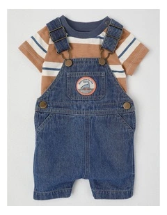 Fitzy Denim Overall & Stripe Tee Set in Denim