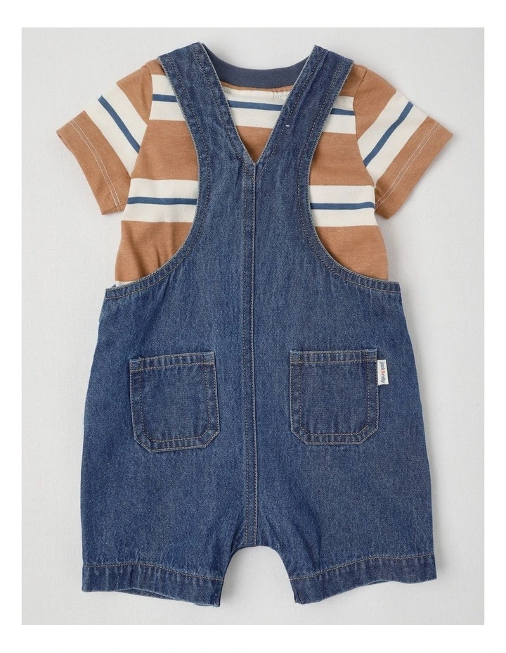 Fitzy Denim Overall & Stripe Tee Set in Denim image 3