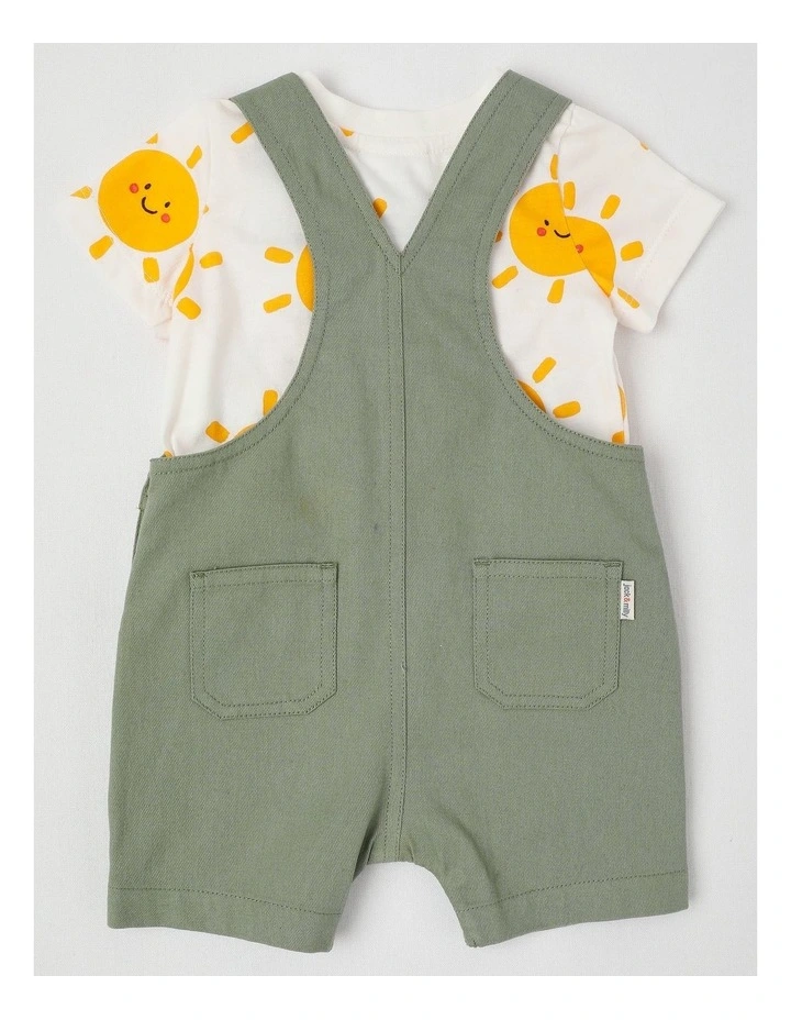 Fitzy Denim Overall & Sunny Print Tee Set in Green image 3